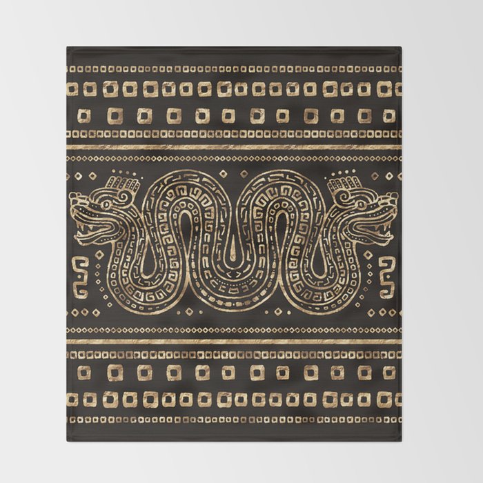 Aztec Double Headed Serpent Deity Throw Blanket Gallery Image 2