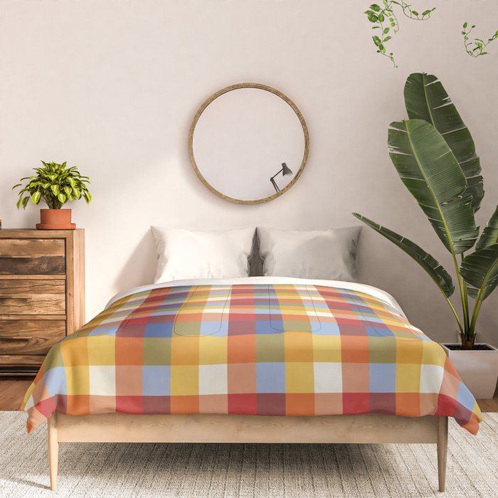 Classic Retro Colorful Farm Plaid , Vintage Checkered Tartan Pattern 50s 60s 70s Mid Century Style  Comforter Gallery Image 3