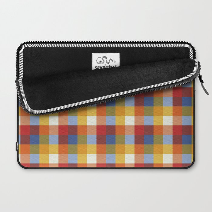 Classic Retro Colorful Farm Plaid , Vintage Checkered Tartan Pattern 50s 60s 70s Mid Century Style  Laptop Sleeve Gallery Image 2
