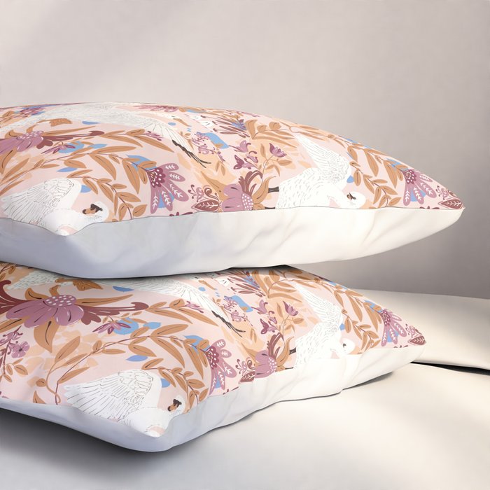 Elegant Swans in Bloom Pillow Sham Gallery Image 3