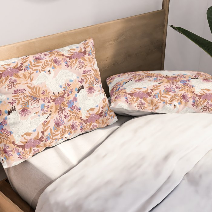Elegant Swans in Bloom Pillow Sham Gallery Image 2