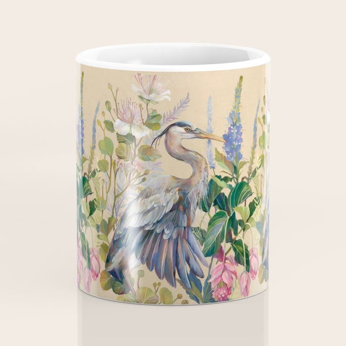 Blue Heron Floral Coffee Mug Gallery Image 4
