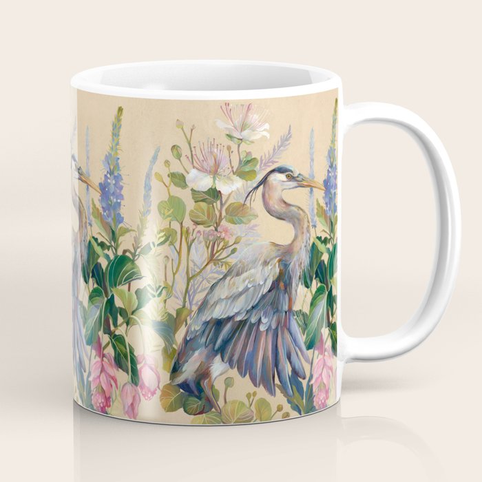Blue Heron Floral Coffee Mug Gallery Image 1