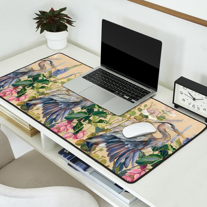 Blue Heron Floral Desk Mat Gallery Image 2