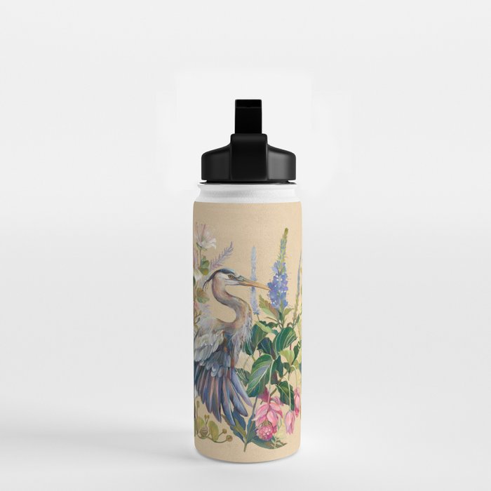 Blue Heron Floral Water Bottle Gallery Image 2