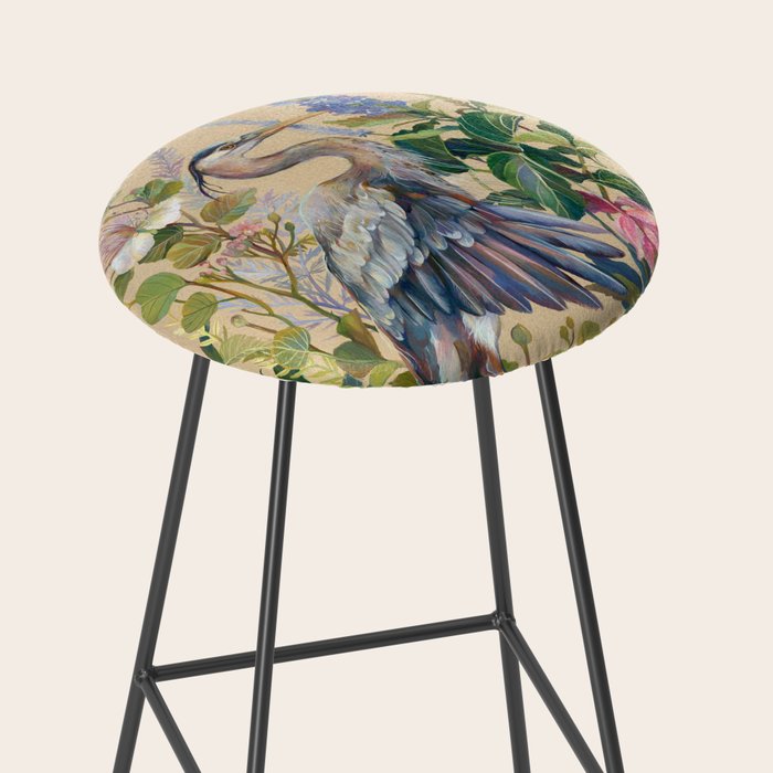 Blue Heron Floral Stool Gallery Image 2