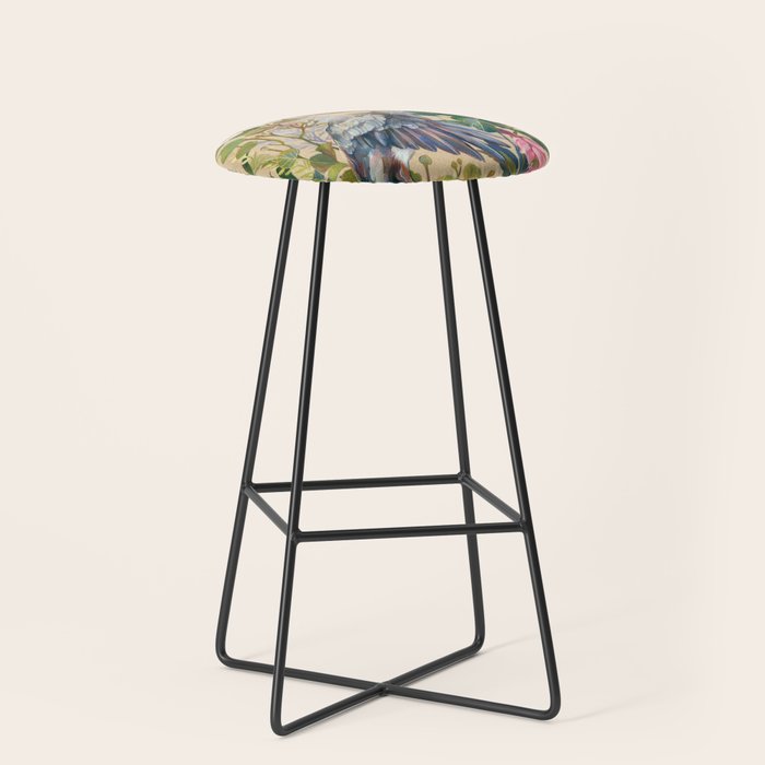 Blue Heron Floral Stool Gallery Image 1