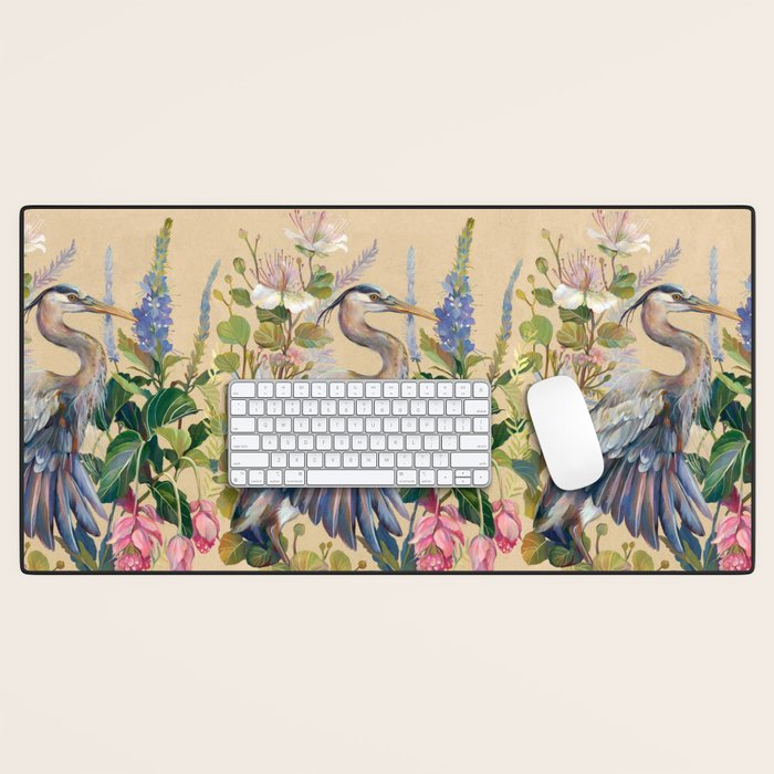 Blue Heron Floral Desk Mat Gallery Image 1