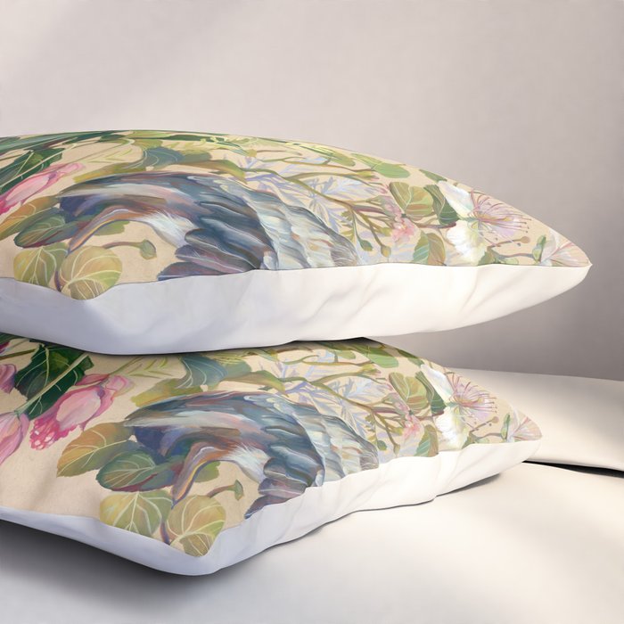 Blue Heron Floral Pillow Sham Gallery Image 3