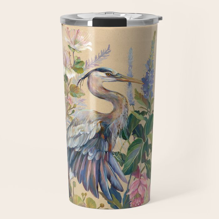 Blue Heron Floral Travel Mug Gallery Image 1