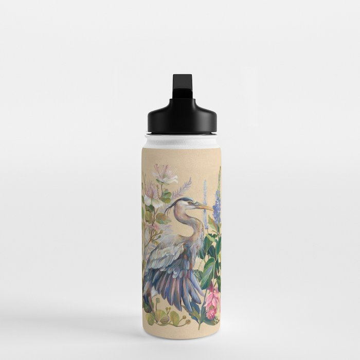 Blue Heron Floral Water Bottle Gallery Image 3
