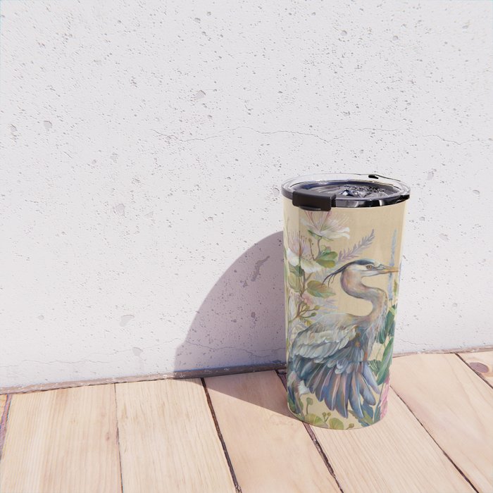 Blue Heron Floral Travel Mug Gallery Image 4
