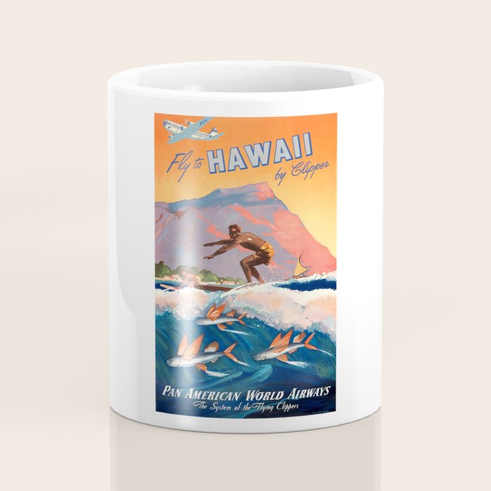 1947 Fly To Hawaii By Clipper Pan American Travel Poster Coffee Mug Gallery Image 4