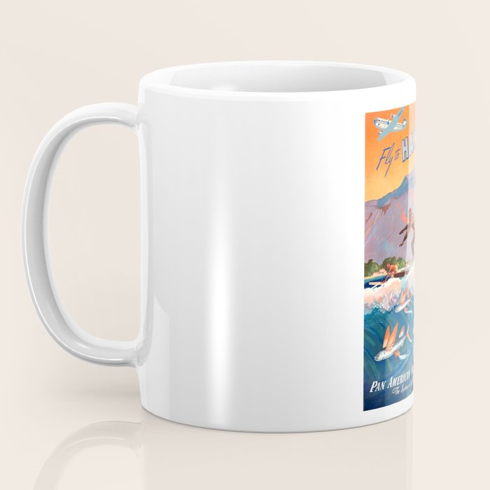 1947 Fly To Hawaii By Clipper Pan American Travel Poster Coffee Mug Gallery Image 3