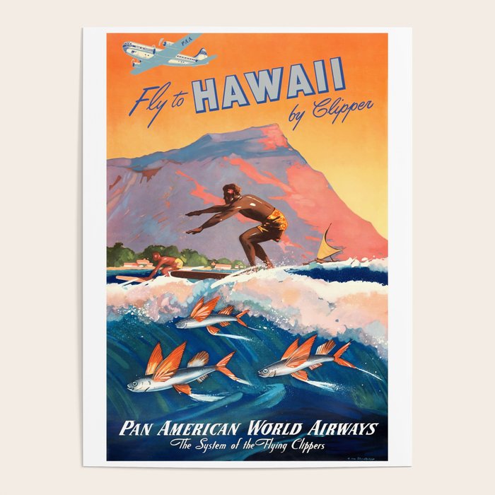 1947 Fly To Hawaii By Clipper Pan American Travel Poster Poster Gallery Image 4