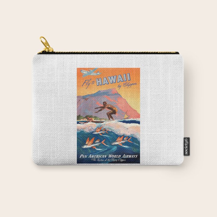 1947 Fly To Hawaii By Clipper Pan American Travel Poster Carry All Pouch Gallery Image 1