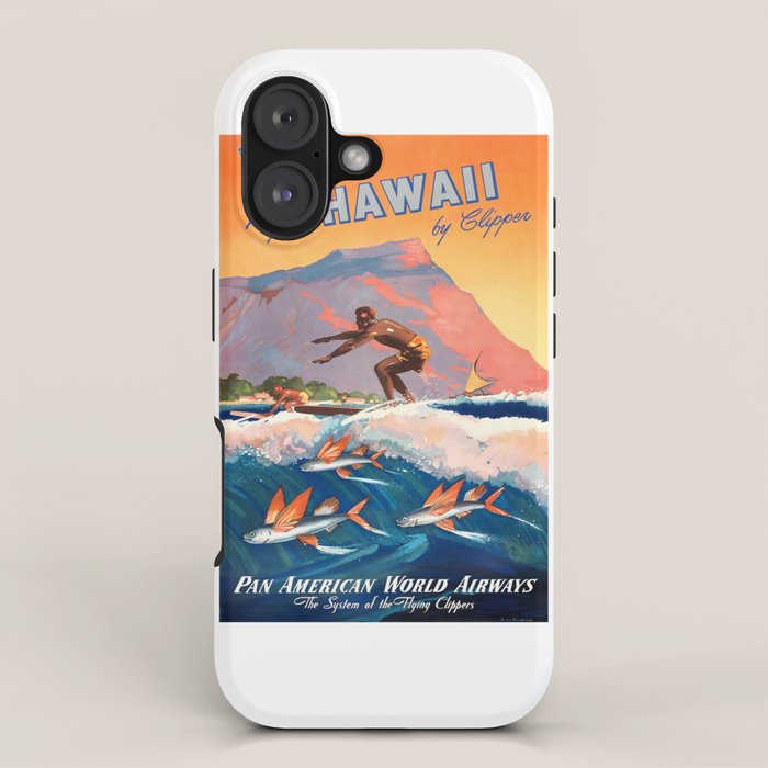 1947 Fly To Hawaii By Clipper Pan American Travel Poster iPhone Case Gallery Image 1