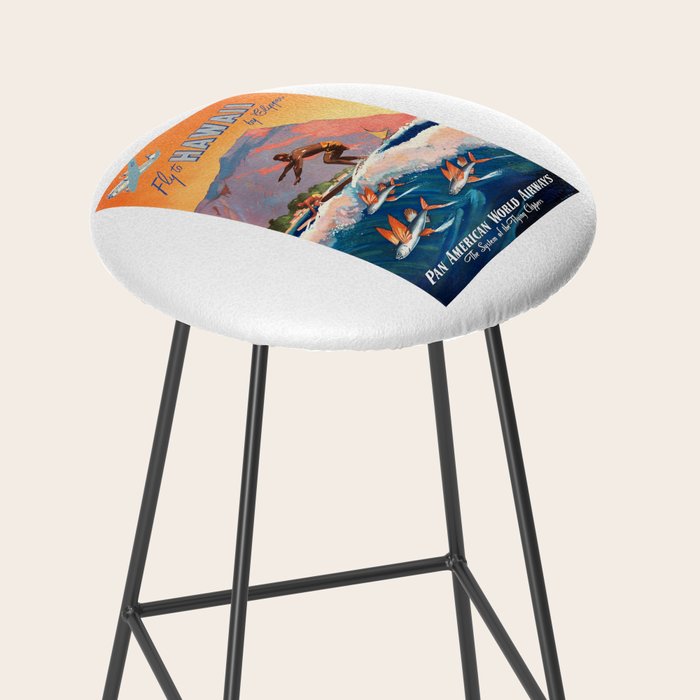 1947 Fly To Hawaii By Clipper Pan American Travel Poster Stool Gallery Image 2