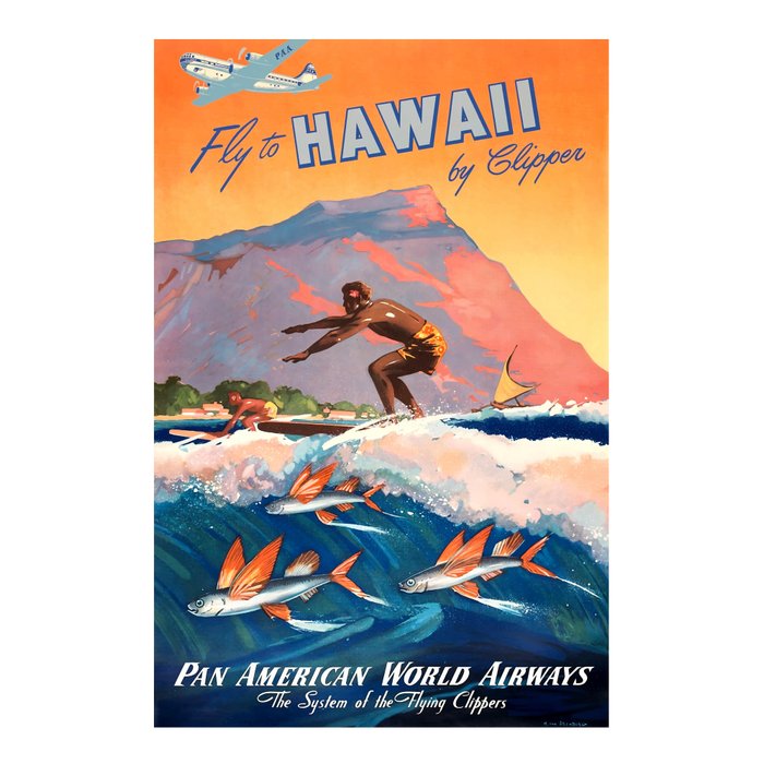 1947 Fly To Hawaii By Clipper Pan American Travel Poster Coffee Mug Gallery Image 2