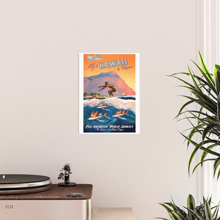1947 Fly To Hawaii By Clipper Pan American Travel Poster Poster Gallery Image 2
