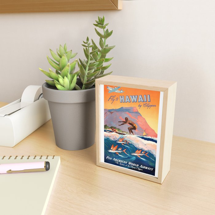 1947 Fly To Hawaii By Clipper Pan American Travel Poster Mini Art Print Gallery Image 2