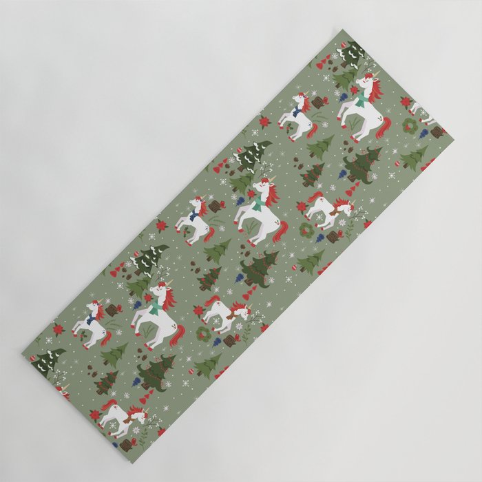 Christmas Winter Unicorn Pattern Yoga Mat Gallery Image 1