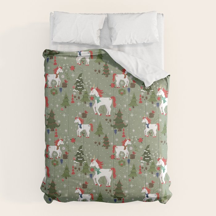 Christmas Winter Unicorn Pattern Comforter Gallery Image 1
