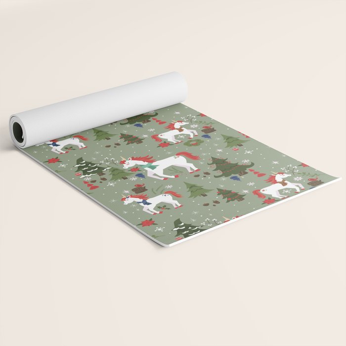 Christmas Winter Unicorn Pattern Yoga Mat Gallery Image 2