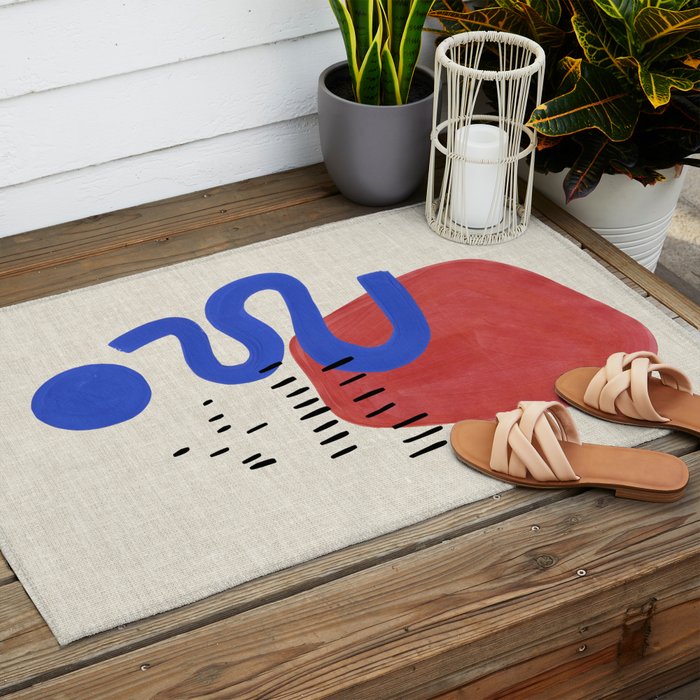 Rainy Blue Wiggle Outdoor Rug Gallery Image 2