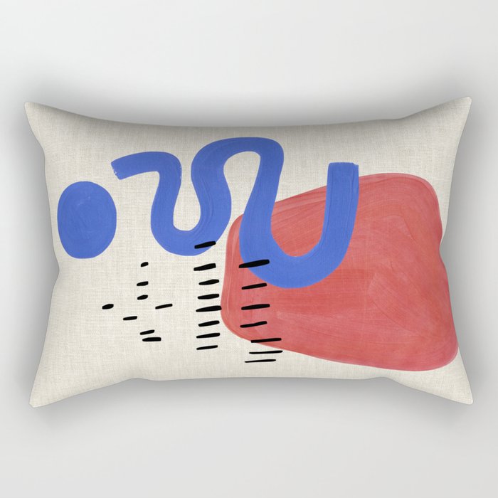 Rainy Blue Wiggle Rectangular Pillow Gallery Image 2