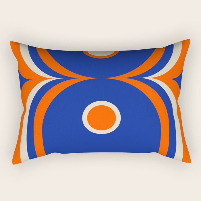 Mod Curves Retro Abstract in Bright Blue and Orange Rectangular Pillow Gallery Image 2