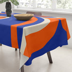 Mod Curves Retro Abstract in Bright Blue and Orange Tablecloth Gallery Image 3