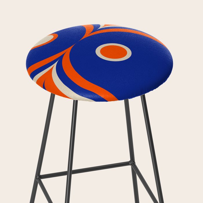 Mod Curves Retro Abstract in Bright Blue and Orange Stool Gallery Image 2
