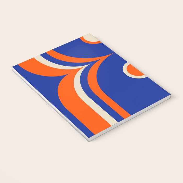 Mod Curves Retro Abstract in Bright Blue and Orange Notebook Gallery Image 3