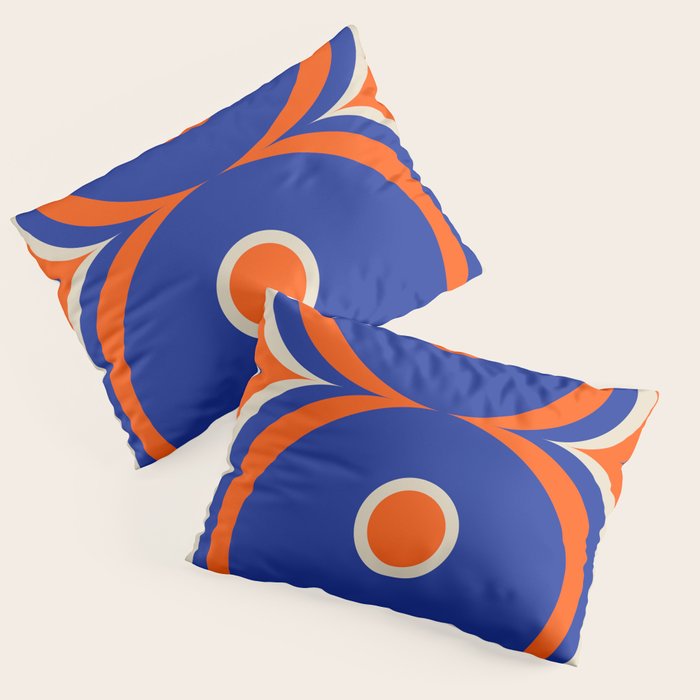 Mod Curves Retro Abstract in Bright Blue and Orange Pillow Sham Gallery Image 3