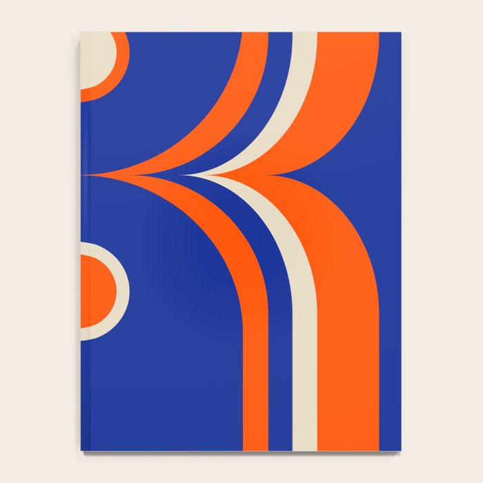 Mod Curves Retro Abstract in Bright Blue and Orange Notebook Gallery Image 4