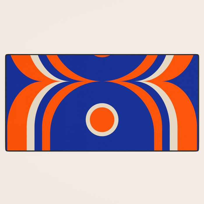 Mod Curves Retro Abstract in Bright Blue and Orange Desk Mat Gallery Image 3