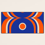 Mod Curves Retro Abstract in Bright Blue and Orange Desk Mat Gallery Image 3