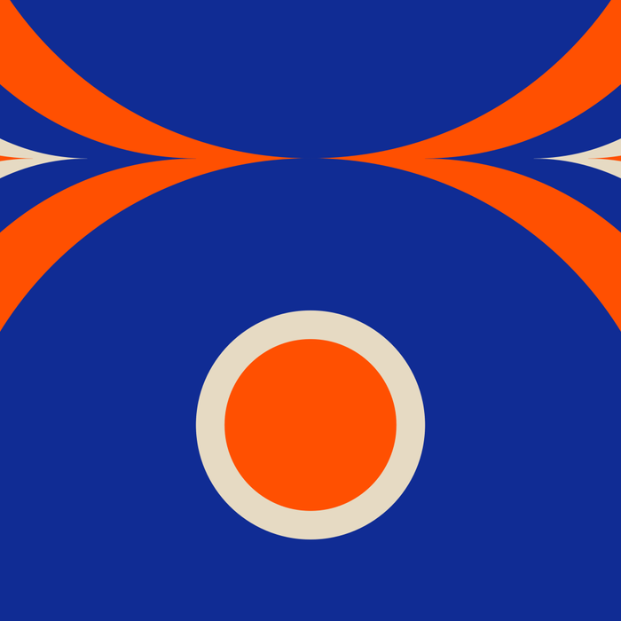Mod Curves Retro Abstract in Bright Blue and Orange Coffee Mug Gallery Image 2