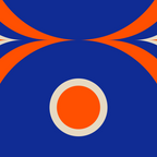 Mod Curves Retro Abstract in Bright Blue and Orange Coffee Mug Gallery Image 2