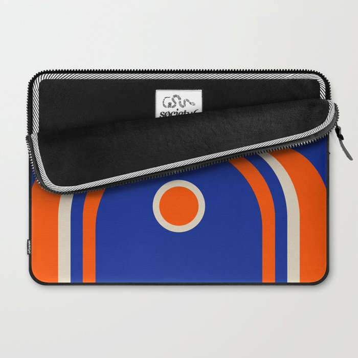 Mod Curves Retro Abstract in Bright Blue and Orange Laptop Sleeve Gallery Image 2