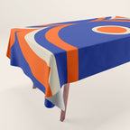 Mod Curves Retro Abstract in Bright Blue and Orange Tablecloth Gallery Image 1