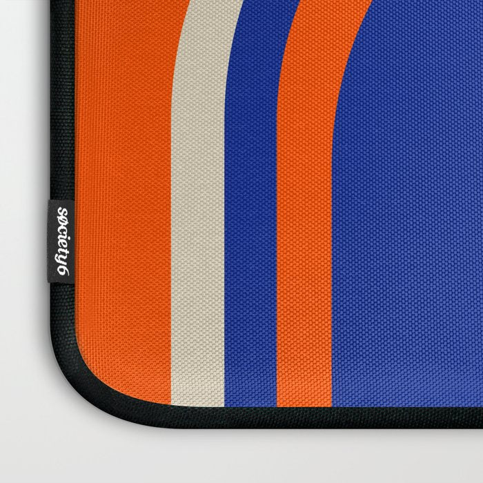 Mod Curves Retro Abstract in Bright Blue and Orange Laptop Sleeve Gallery Image 3