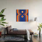 Mod Curves Retro Abstract in Bright Blue and Orange Wood Wall Art Gallery Image 2