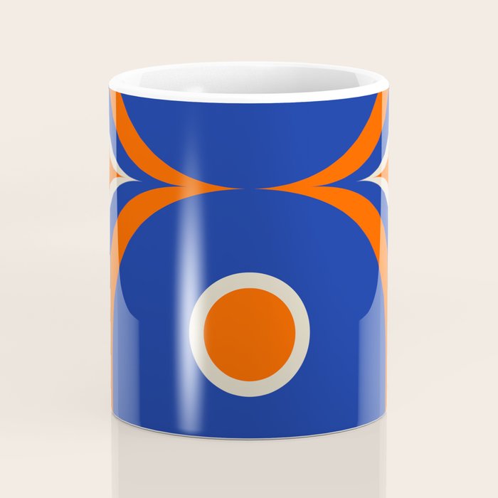 Mod Curves Retro Abstract in Bright Blue and Orange Coffee Mug Gallery Image 4