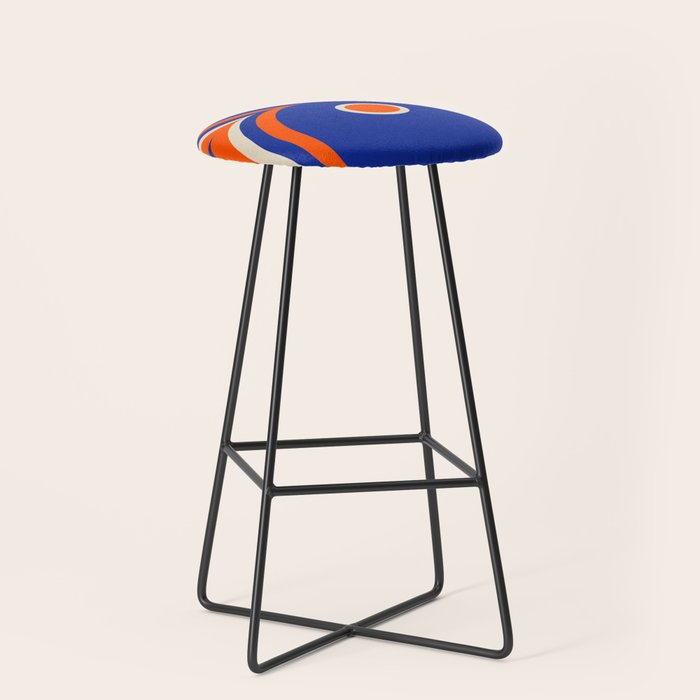 Mod Curves Retro Abstract in Bright Blue and Orange Stool Gallery Image 1
