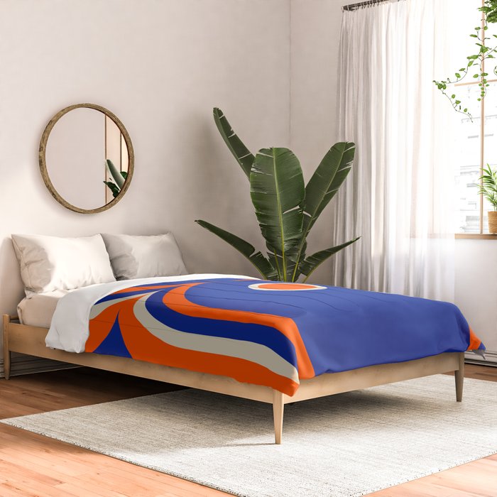 Mod Curves Retro Abstract in Bright Blue and Orange Comforter Gallery Image 2