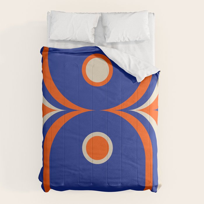 Mod Curves Retro Abstract in Bright Blue and Orange Comforter Gallery Image 1
