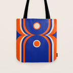 Mod Curves Retro Abstract in Bright Blue and Orange Tote Bag Gallery Image 1
