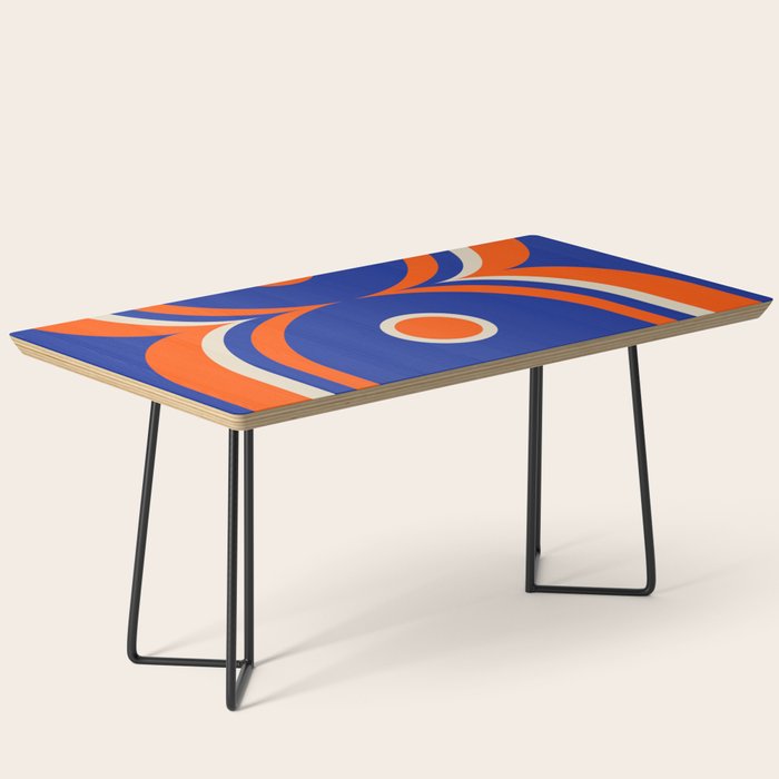 Mod Curves Retro Abstract in Bright Blue and Orange Coffee Table Gallery Image 1